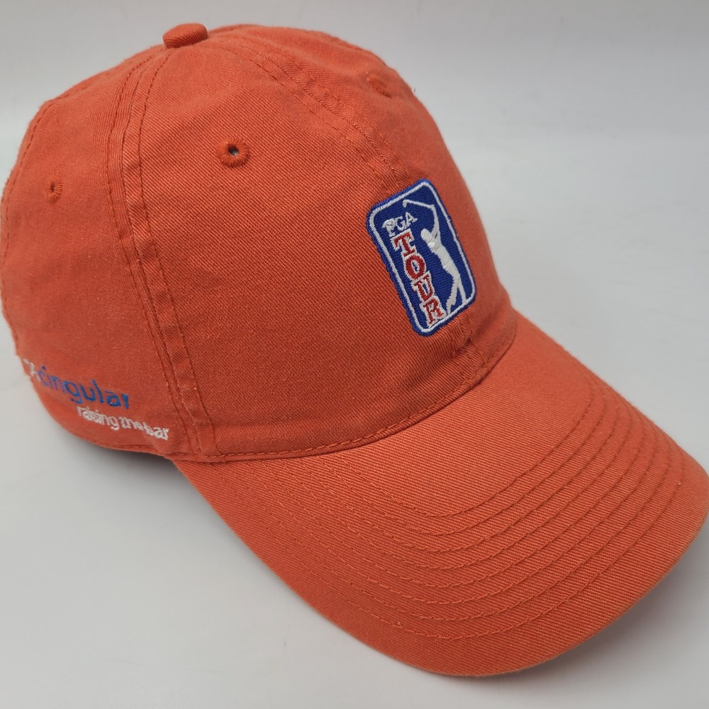 Vintage PGA Tour Hat Strapback The Game Orange Cingular Wireless Golf Logo Men